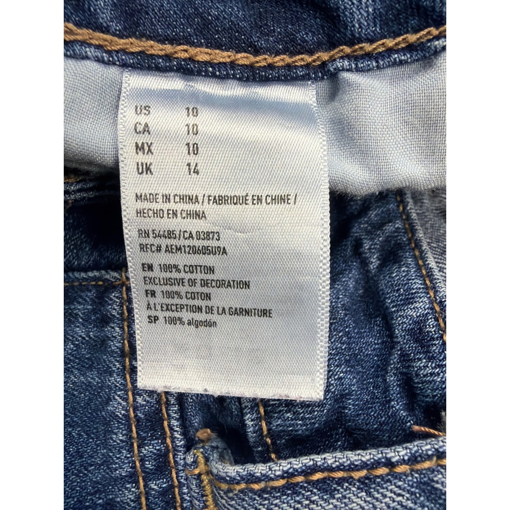 American Eagle Distressed Denim Midi Shorts Womens 10 size 10 Medium Wash Ripped - Picture 6 of 8